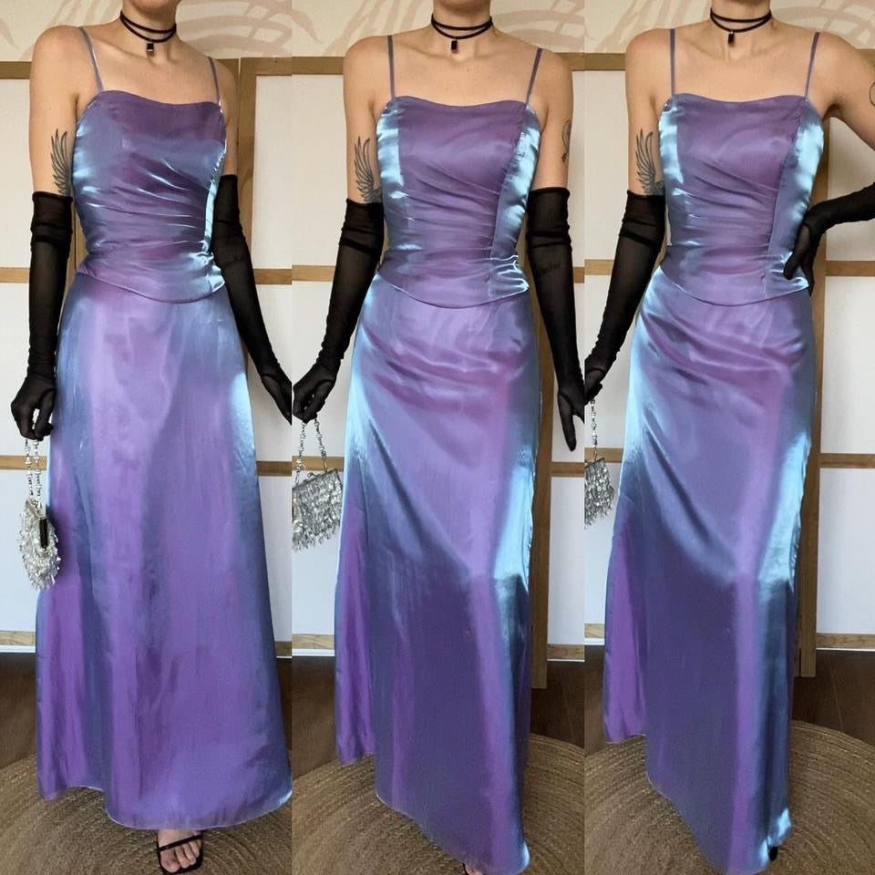 Hilary Morgan purple iridescent evening dress UK 12
