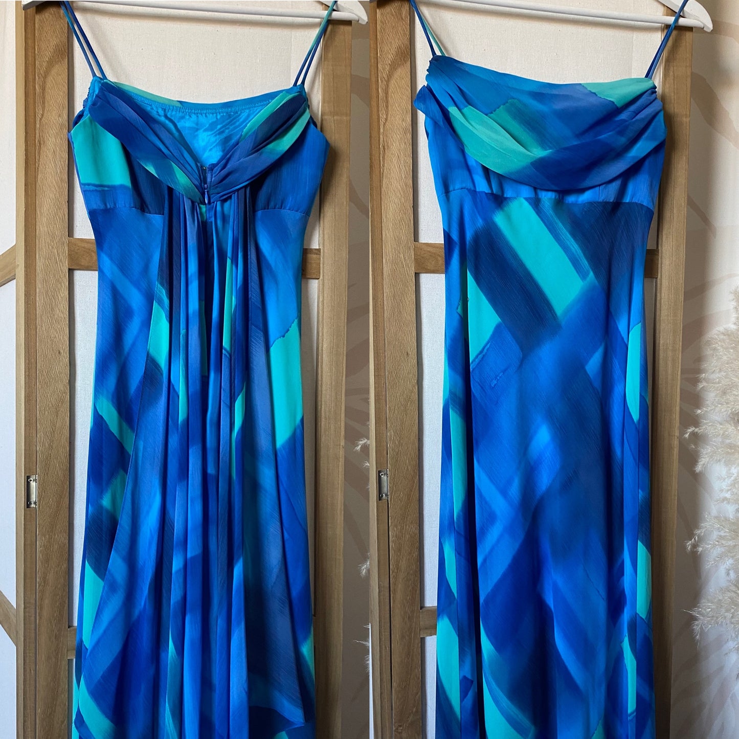 Betsy & Adam blue print evening dress UK 8