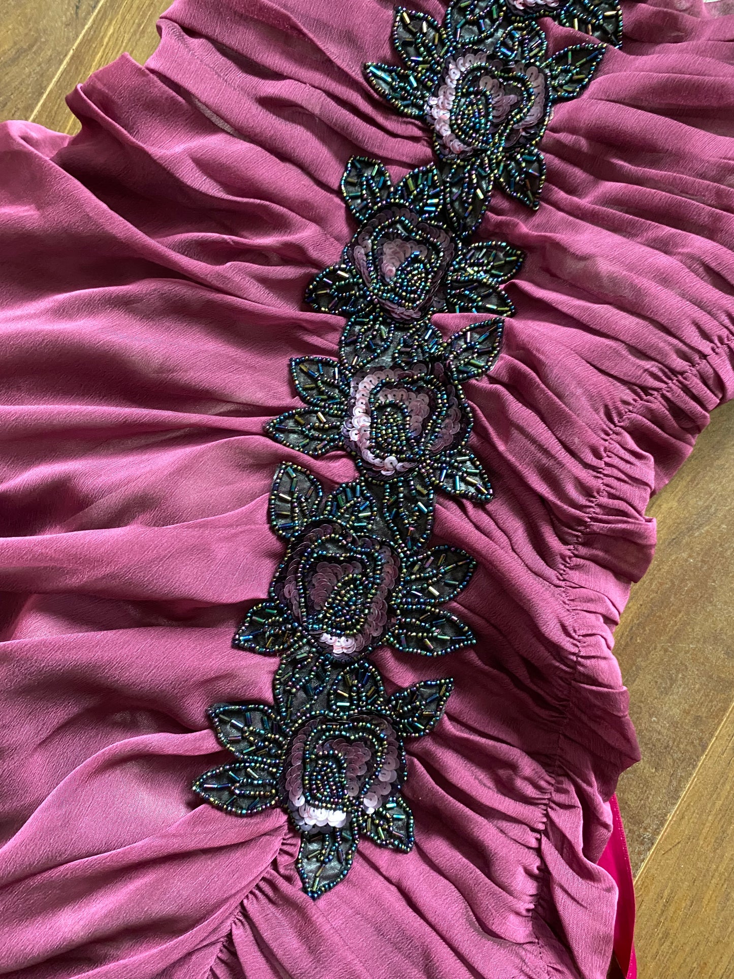 Dark pink Charas strapless midi dress size UK 8