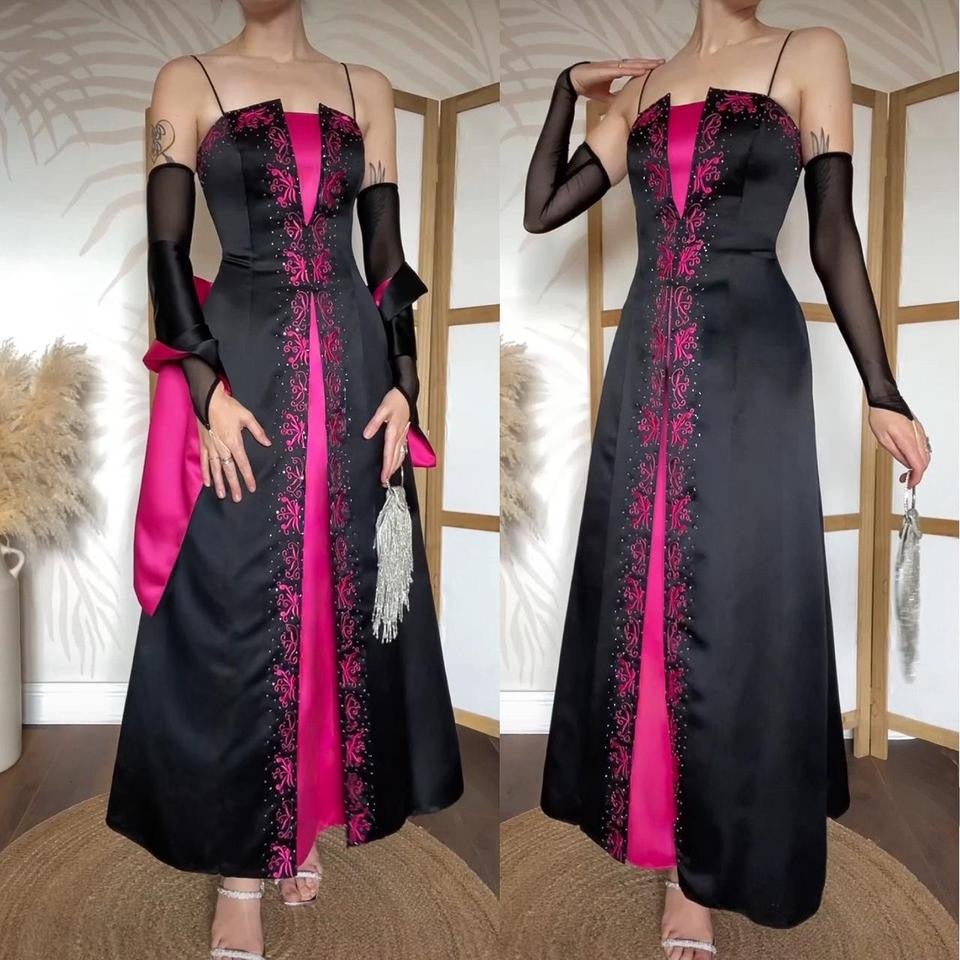 Niki Livas black & pink a-line prom dress uk 12