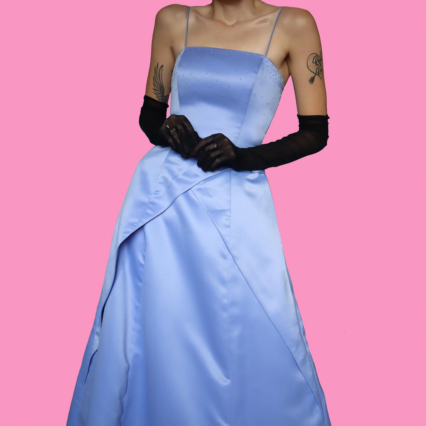 Morgan & Co cornflower blue a-line prom dress UK 8