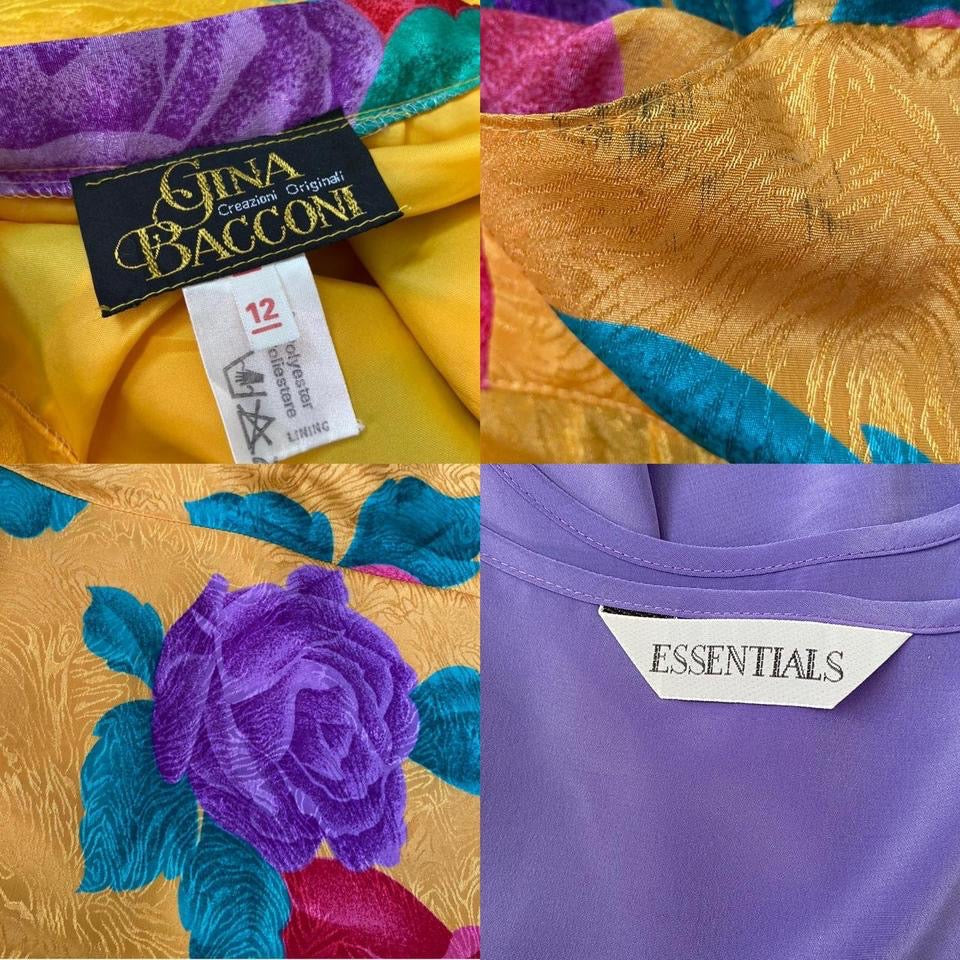 Gina Bacconi yellow floral 3-piece suit UK 8