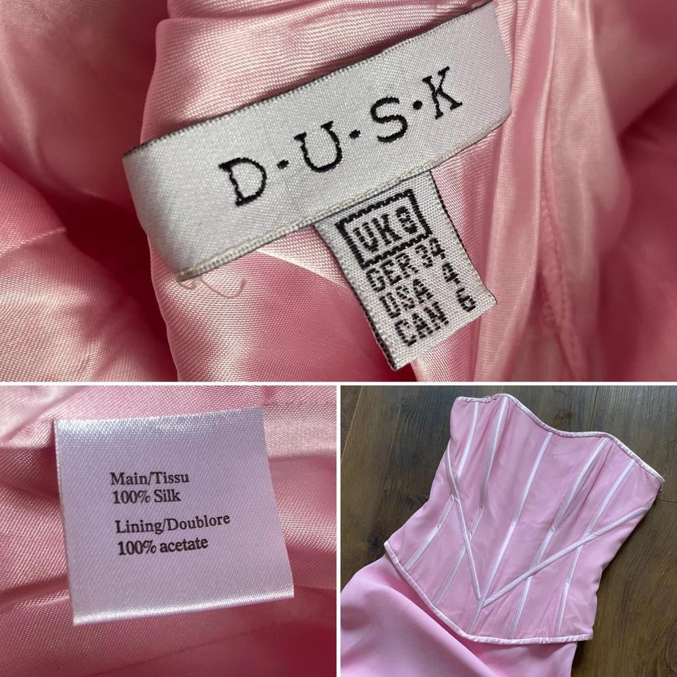 Baby pink silk strapless corset evening dress uk 8