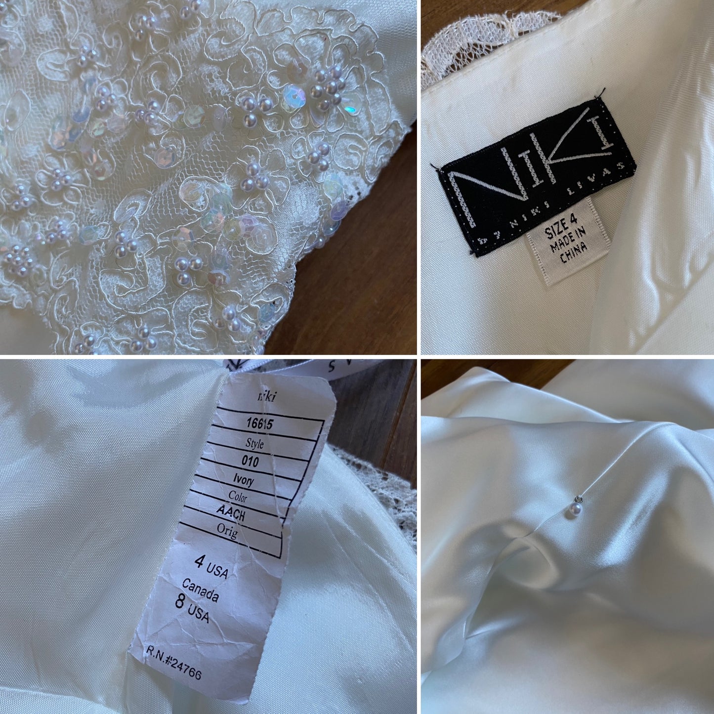 Niki Livas white satin halter-neck wedding dress UK 8-10