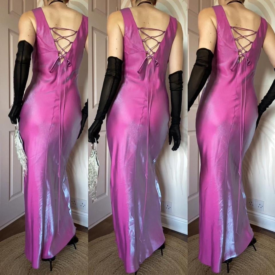 YVE London silky pink evening dress UK 10