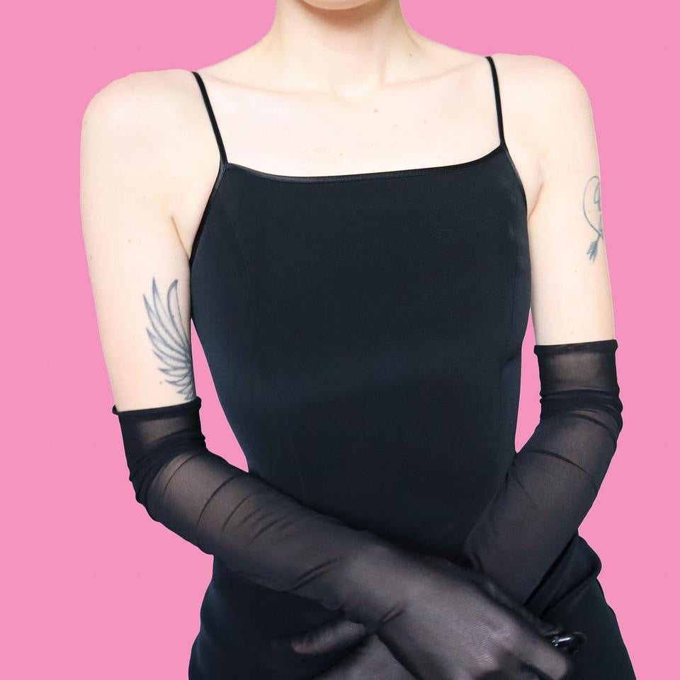 Black frill hem evening dress UK 10