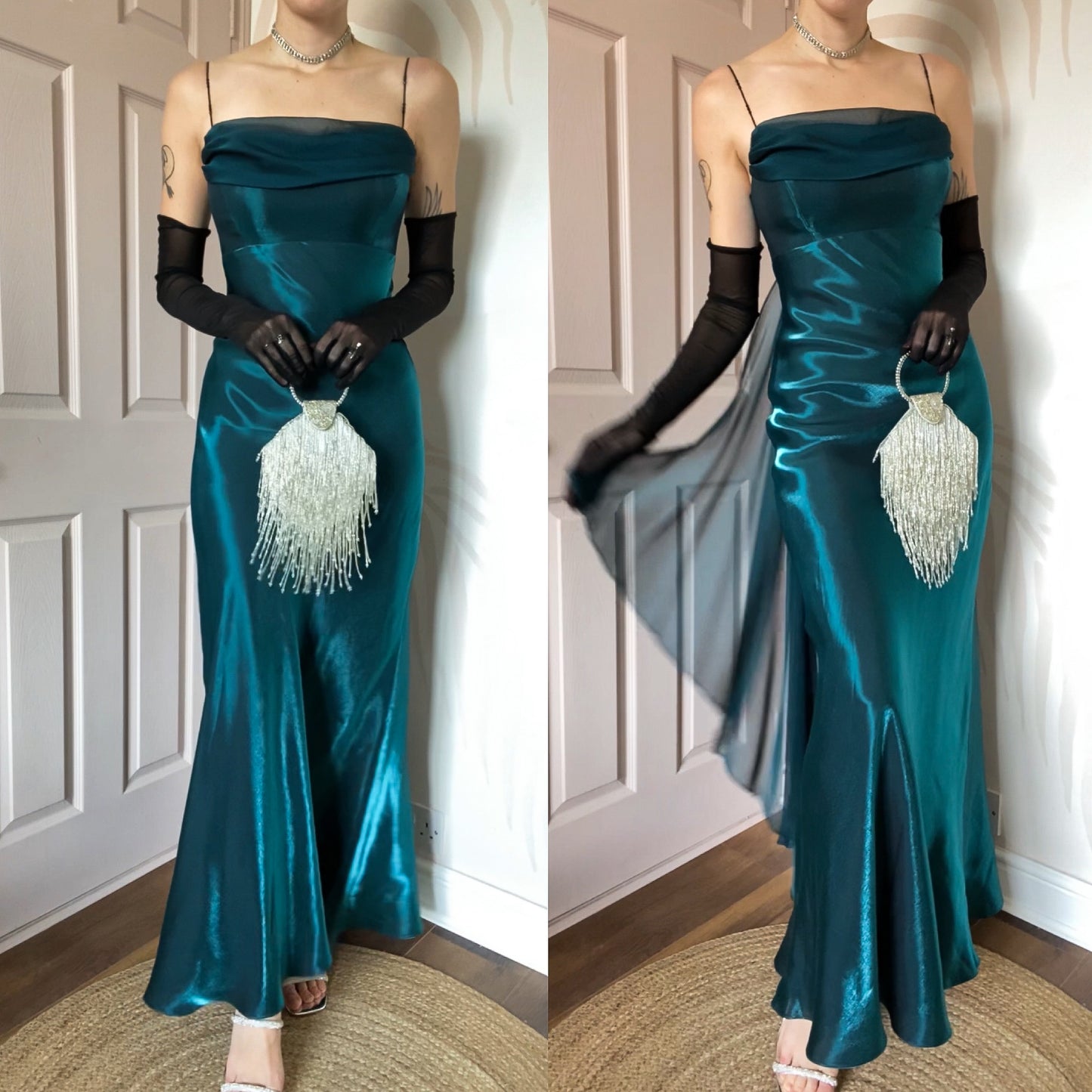 Teal Dave & Johnny silky evening dress UK 12