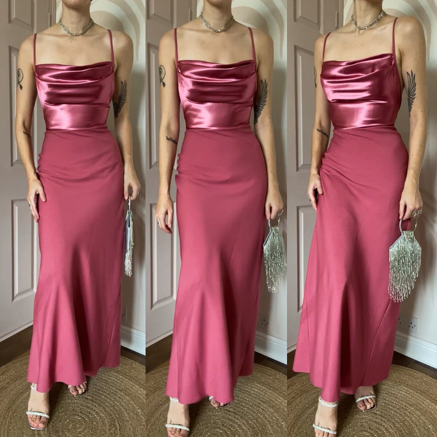 Dawn Stretton dusky pink evening dress UK 12