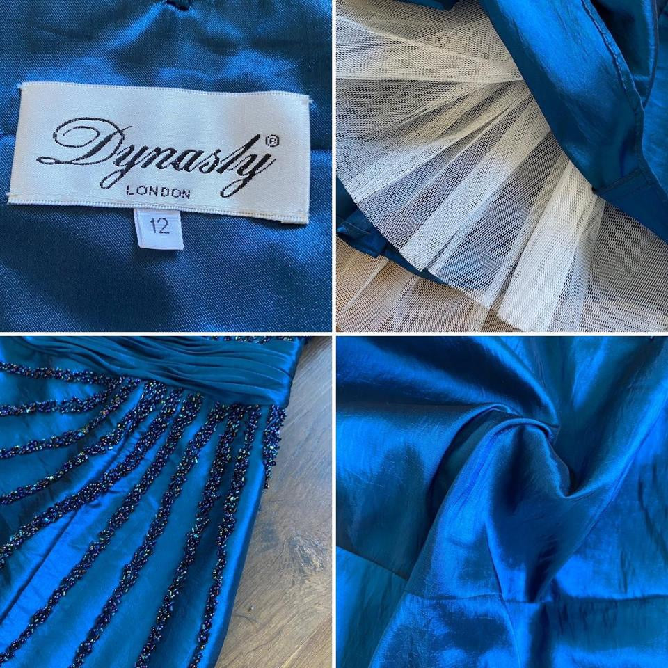 Dynasty blue beaded strapless prom dress uk 10-12