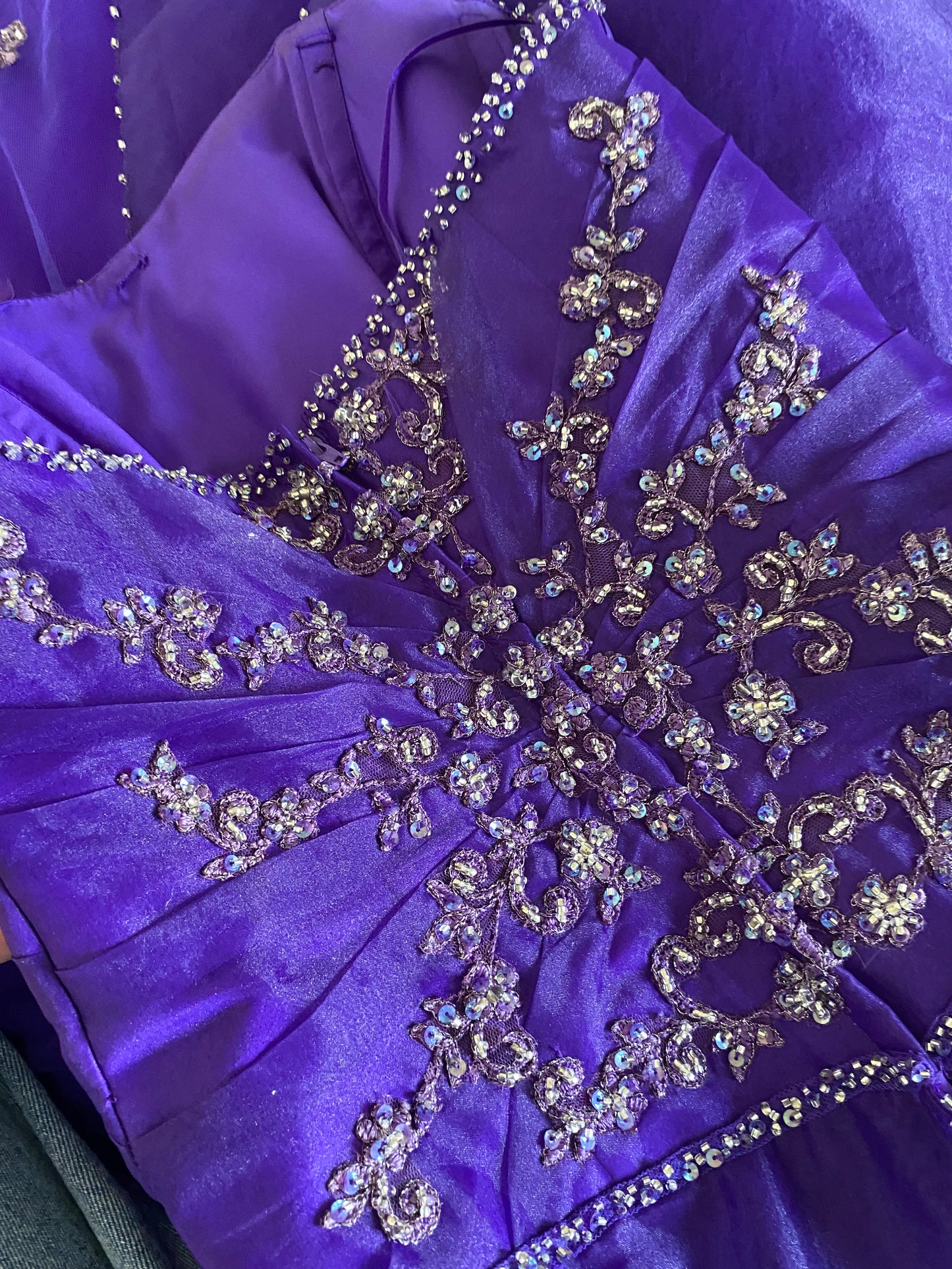 Hilary Morgan purple strapless a-line prom dress UK 6/8