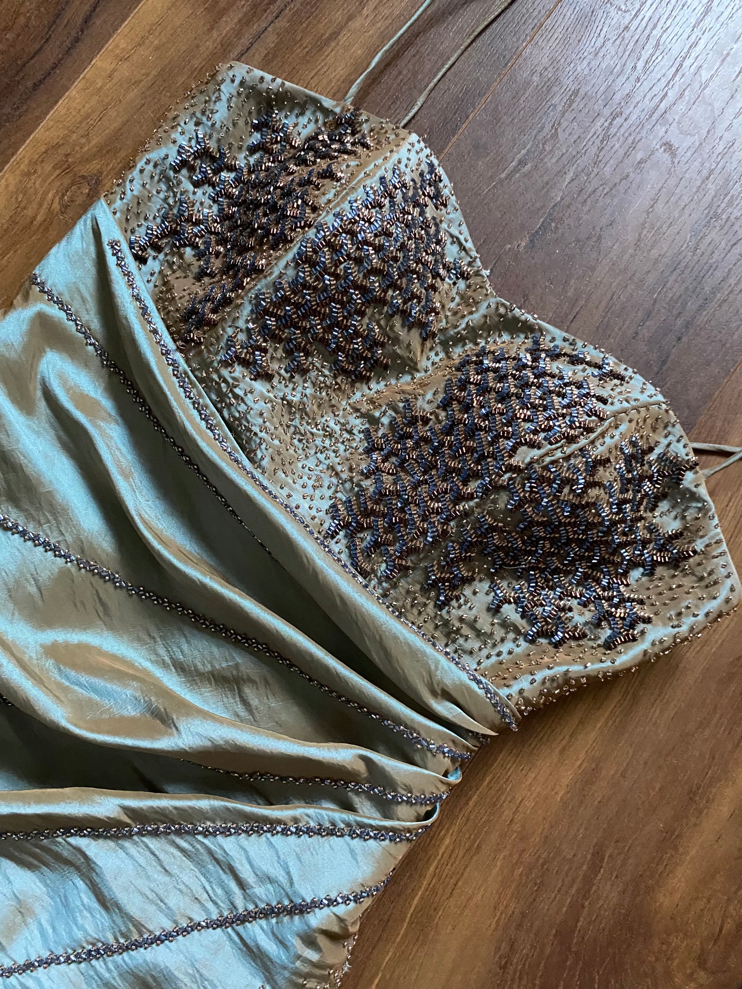 Tiffany Bling green beaded a-line prom dress & shawl UK 8