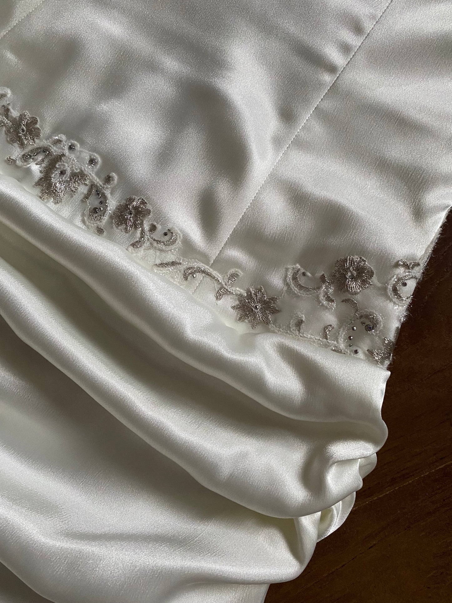 Ivory Maggie Sottero Couture satin strapless wedding dress uk 10