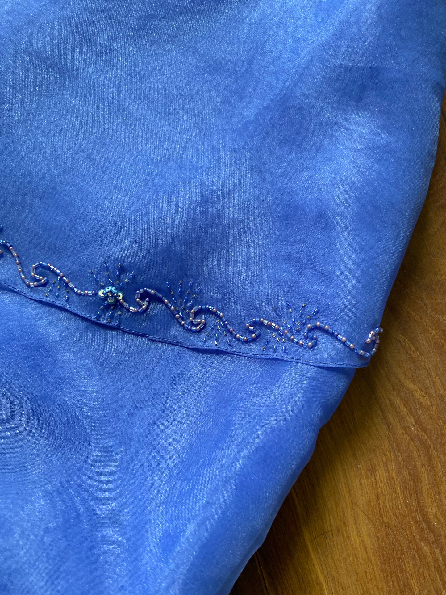 Cornflower blue Hilary Morgan layered prom dress & shawl uk 12