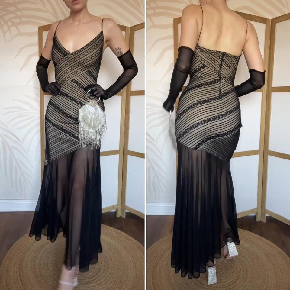 Tadashi bodycon sheer hem dress UK 14