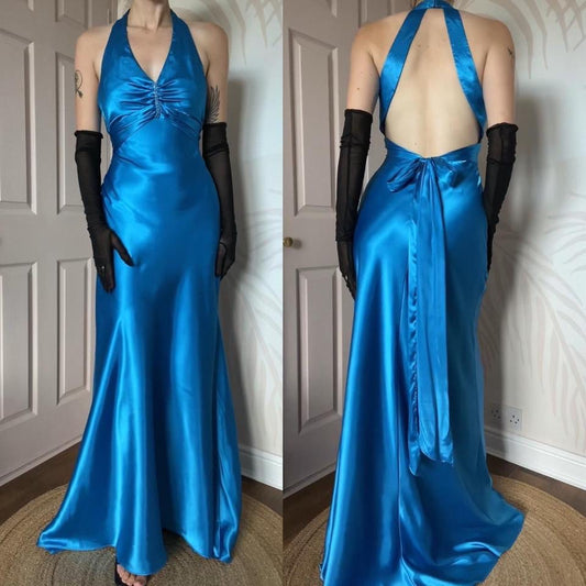 Zum Zum sapphire open back evening prom dress UK 12