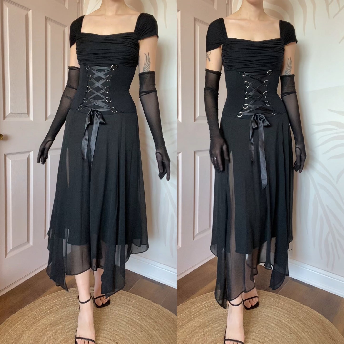 Gothic Bernshaw black lace up evening dress UK 10, 12 & 14 available