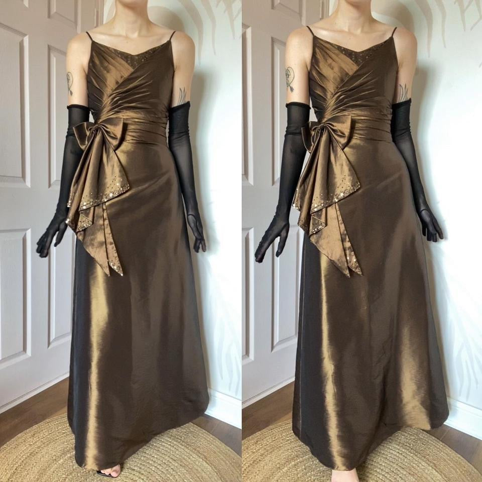 Veromia brown satin a-line gown UK 10