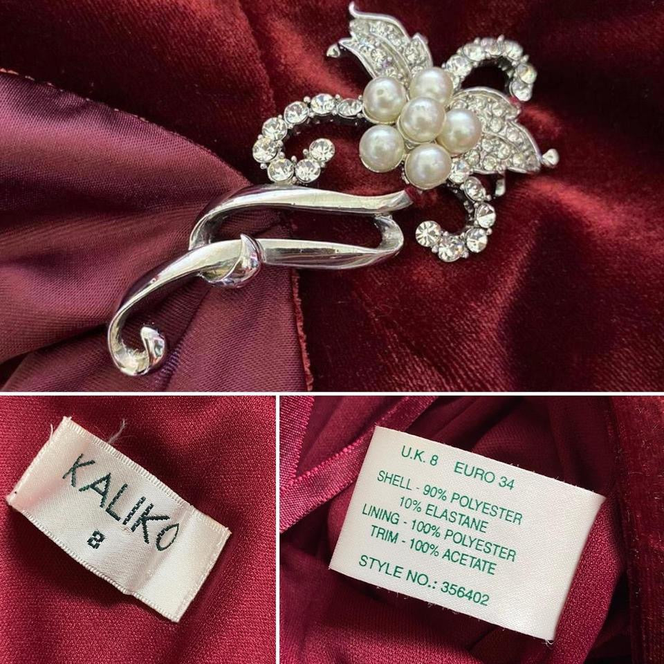 Red velvet stretch Kaliko evening dress UK 8-10