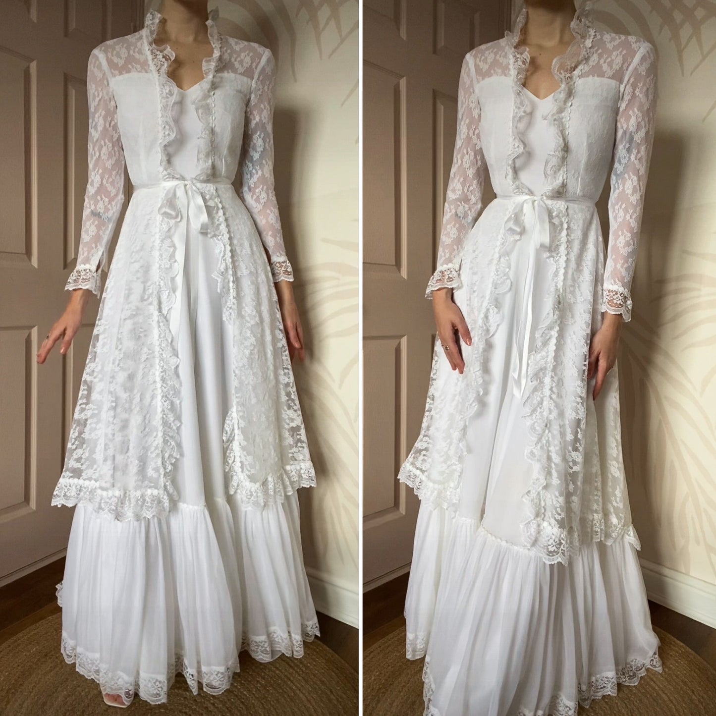 White lace long sleeve wedding dress UK 8