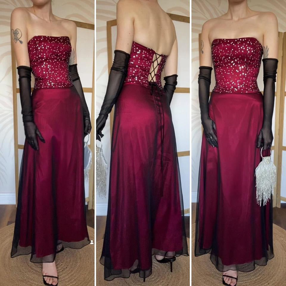 Morgan & Co dark red evening 2 piece set UK 8-10