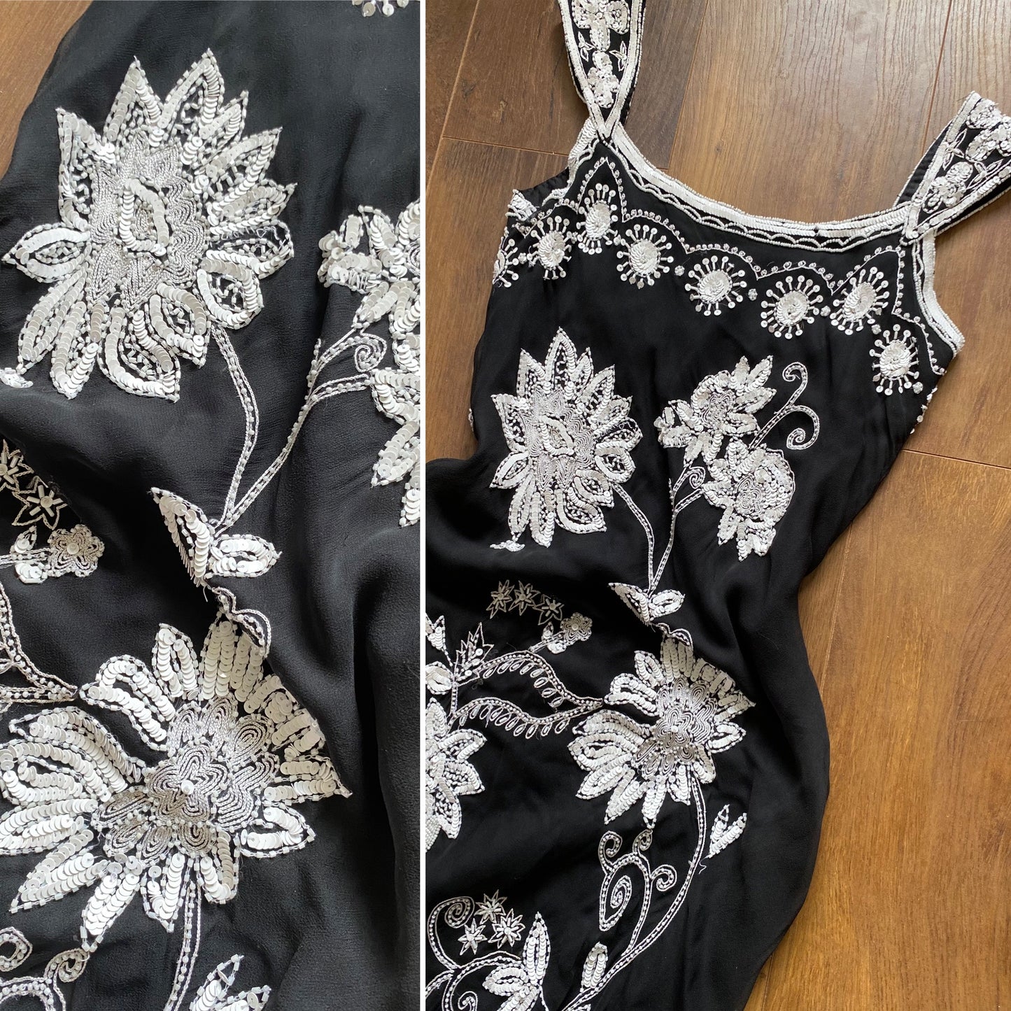 After Six black & white silk evening dress uk 10