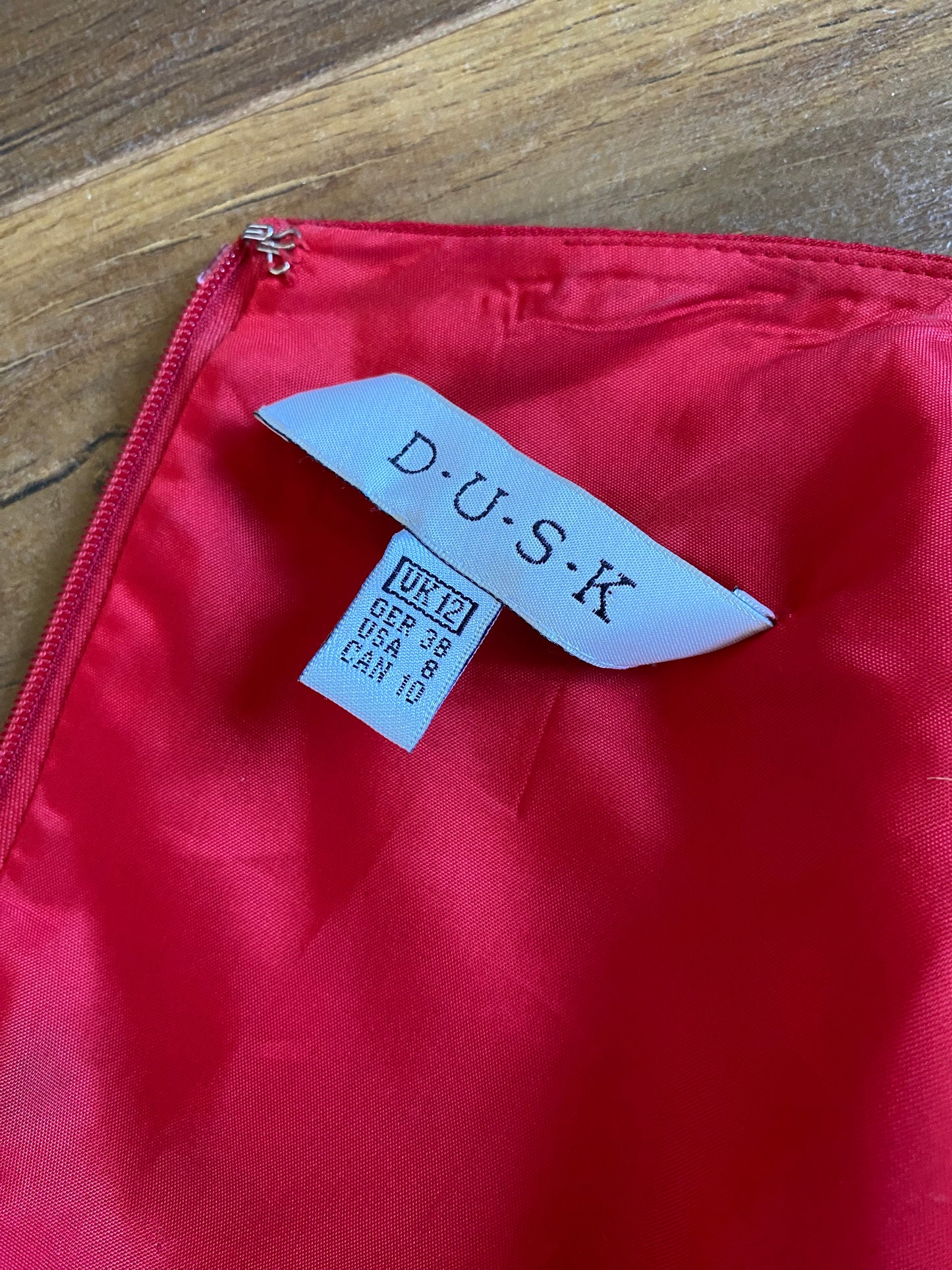 Red Dusk low cut diamanté evening dress uk 12