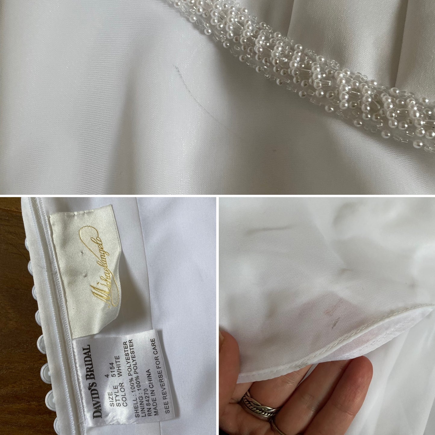 Vintage white long sleeve wedding gown UK 8