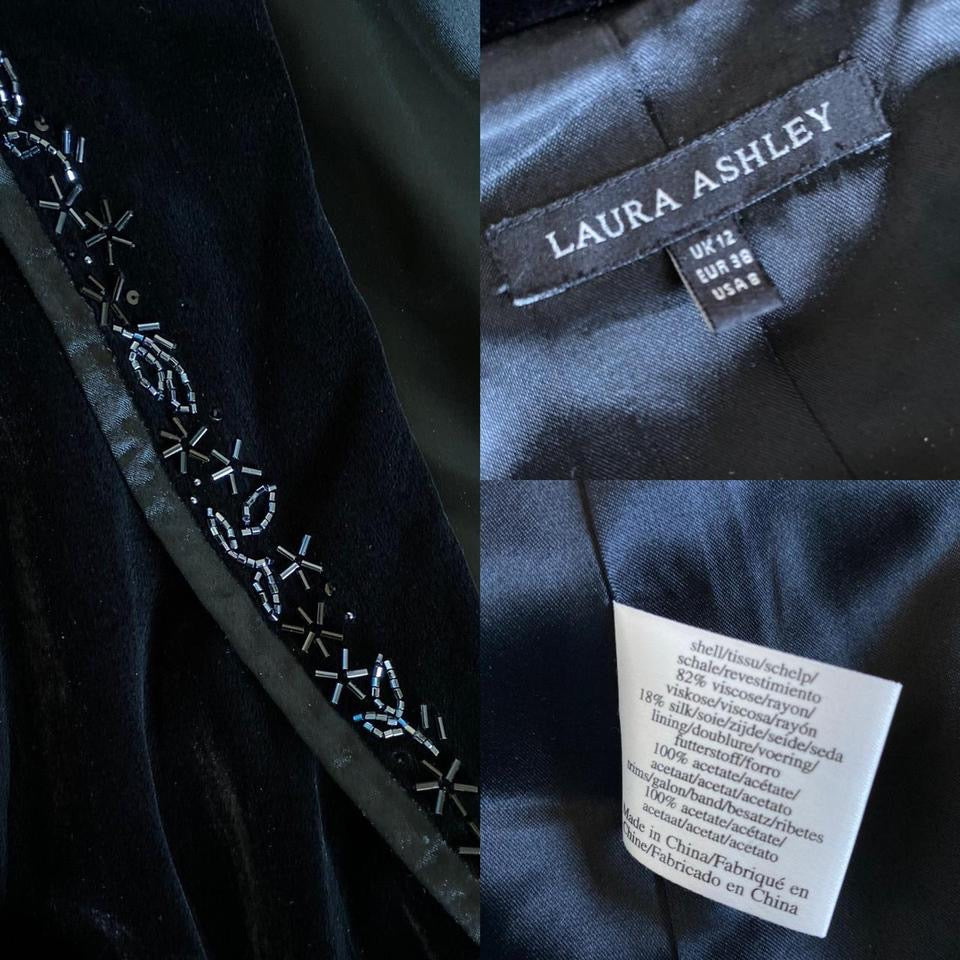 Laura Ashley velvet beaded blazer jacket UK M