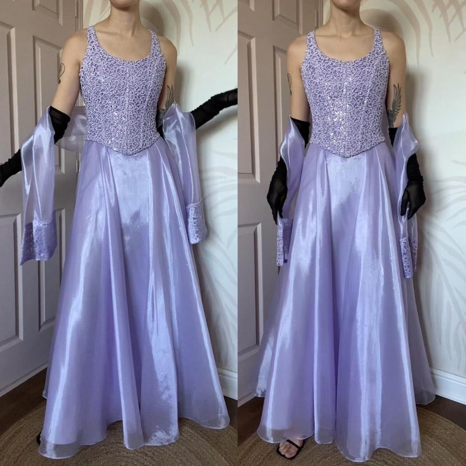 YVE London lilac a-line evening gown & shawl UK 10-12