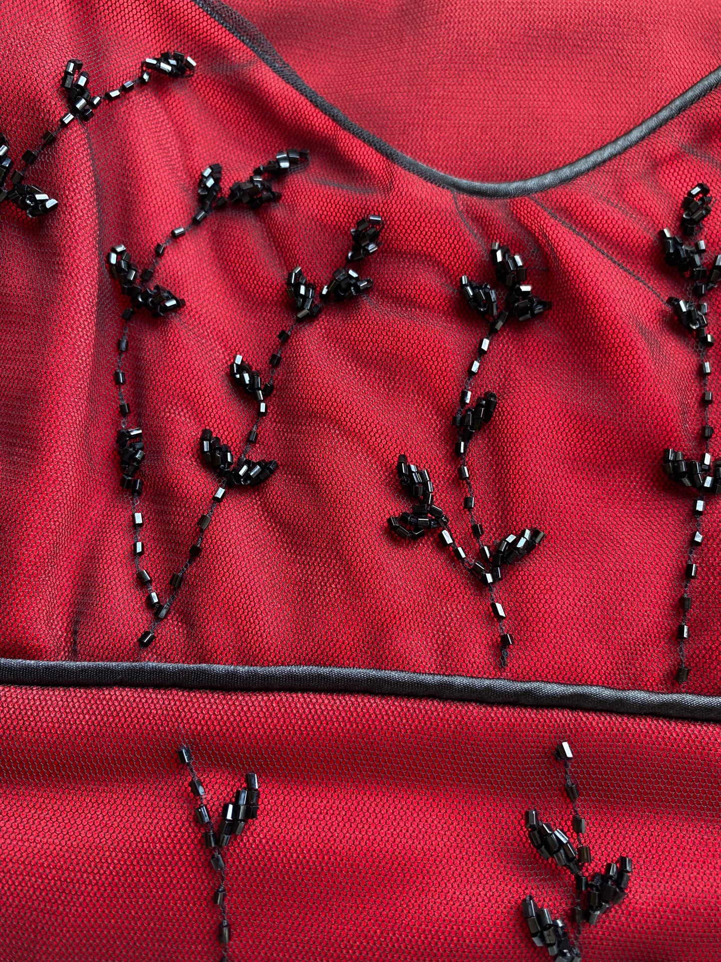 Red beaded slip midi dress UK 10