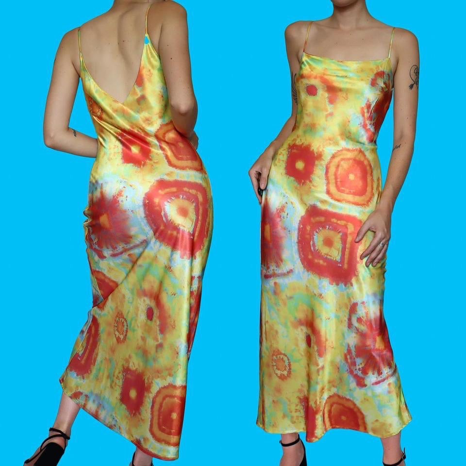 YVE London silky tie dye slip dress UK 10/12