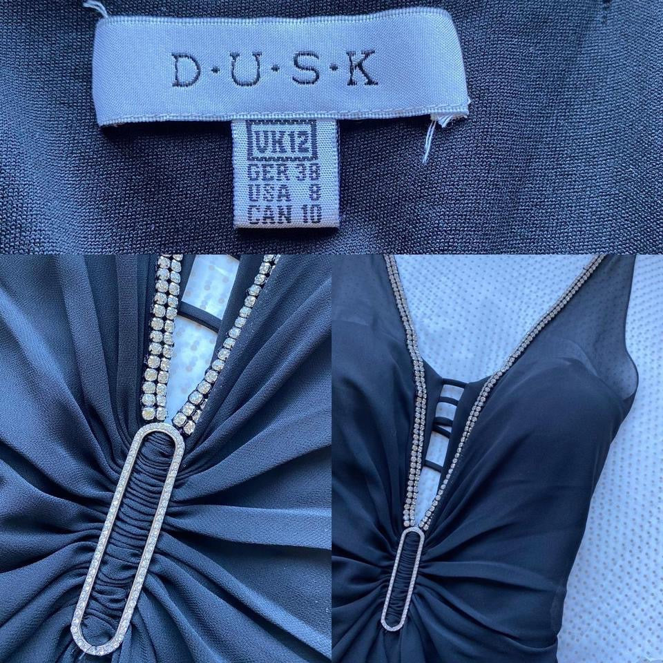 Chic black Dusk diamanté midi dress UK 10