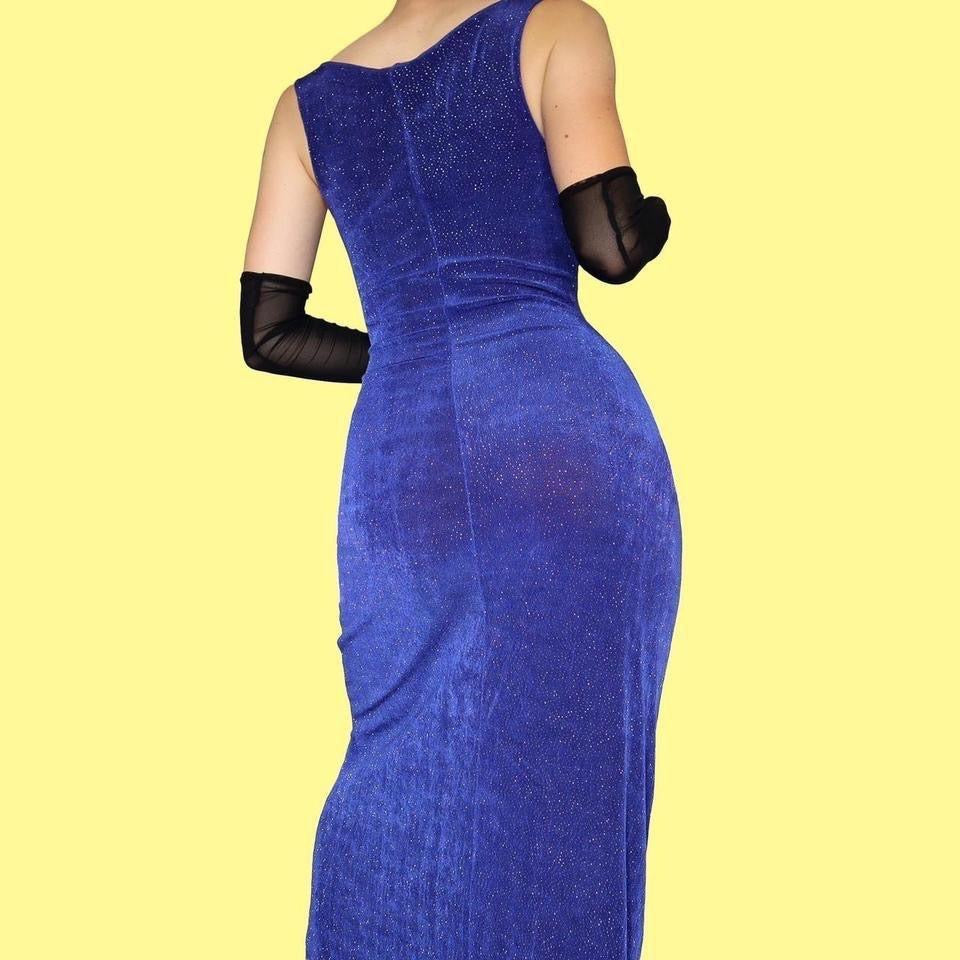 Bay Trading blue glittery stretch evening dress UK 10
