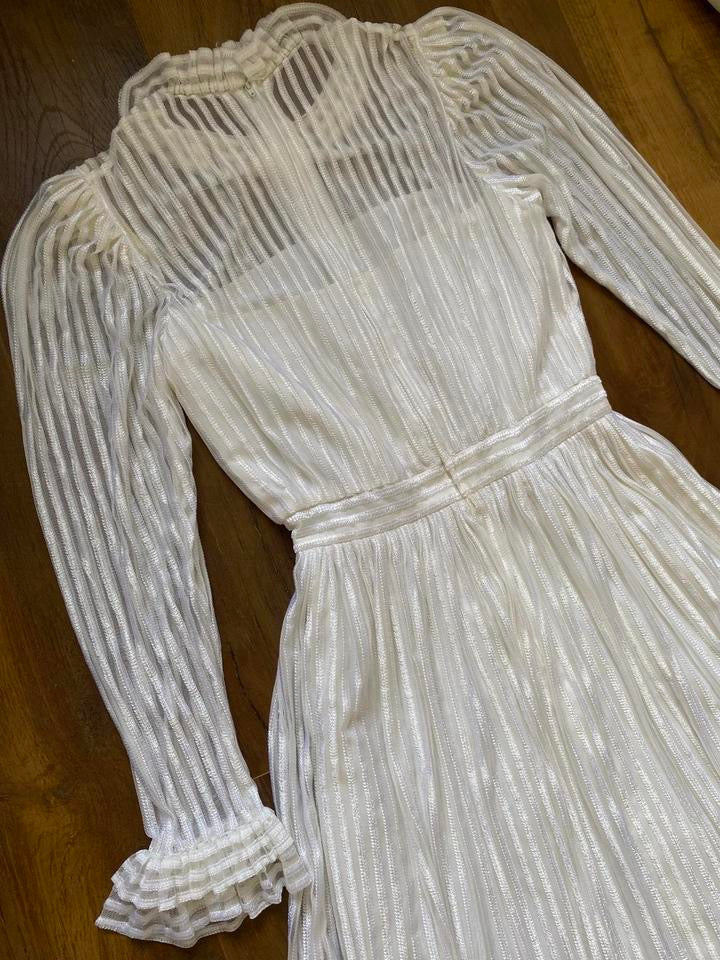 Pronuptia vintage 70s stripe long sleeve wedding dress uk 10