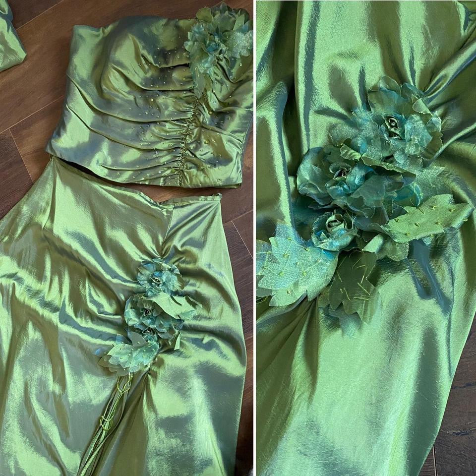 Green shimmery 3-piece prom set uk 10