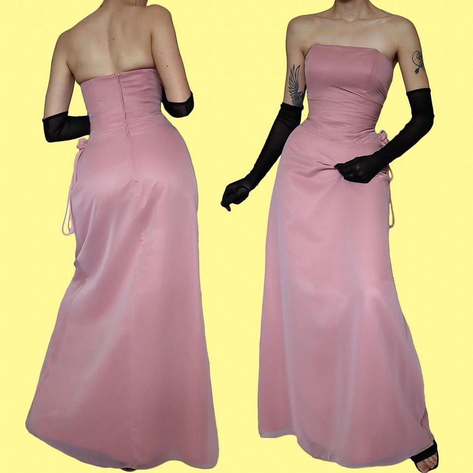 Vintage Hilary Morgan dusky pink evening gown UK 12-14