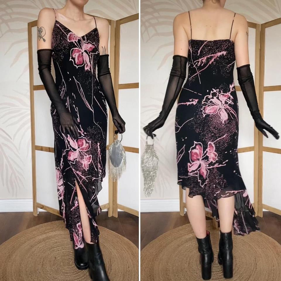 Joseph Ribkoff black & pink slip dress uk 12