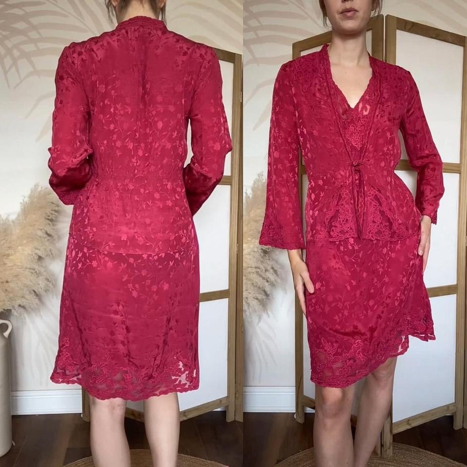 100% silk pink 2 piece uk 8-10/S