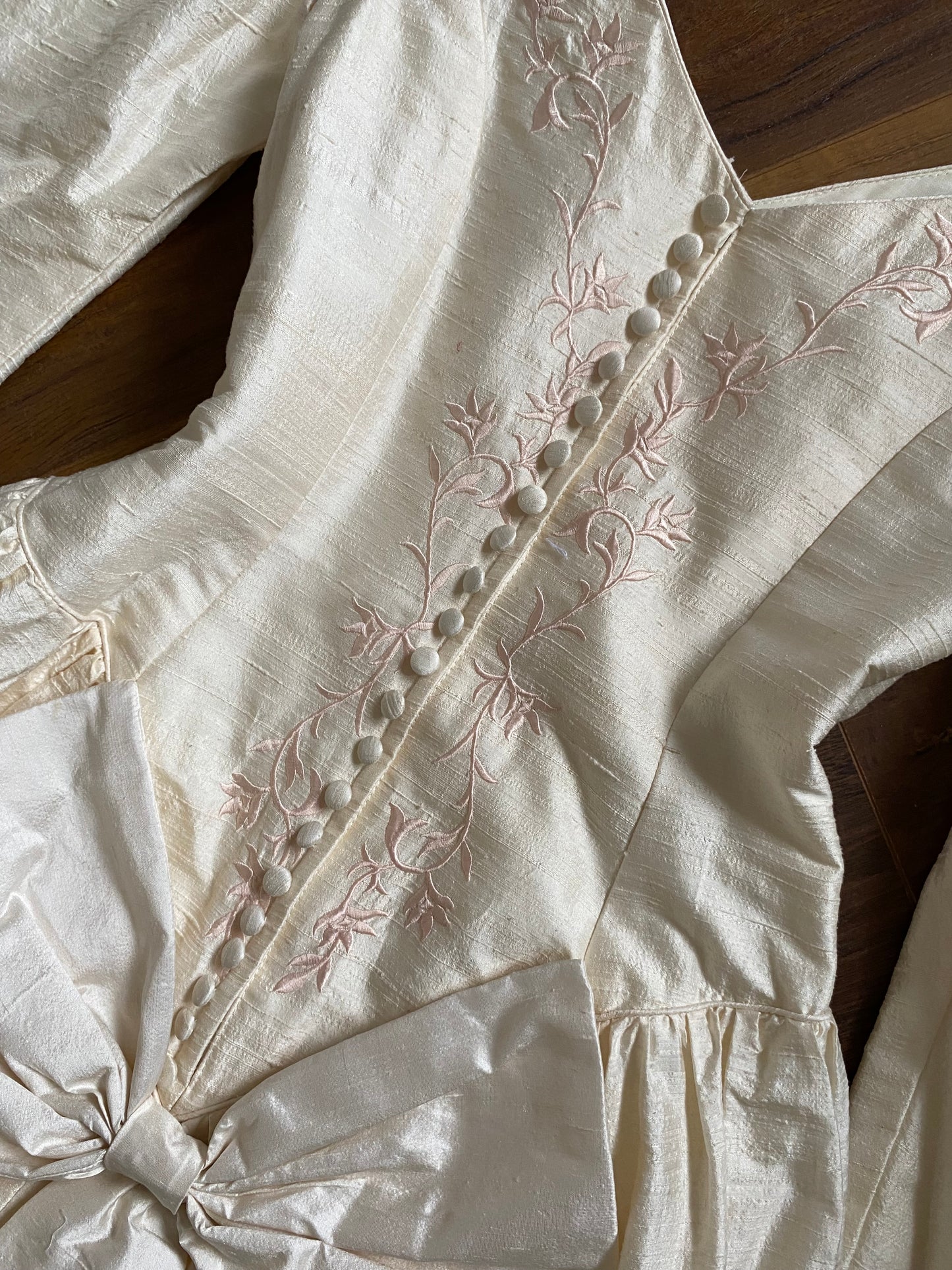 Ivory 80s 100% silk long sleeve wedding dress uk 10