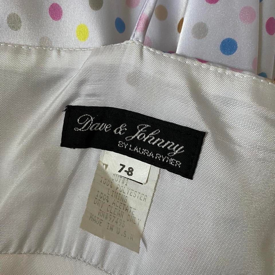 White polka dot silky evening dress UK 10