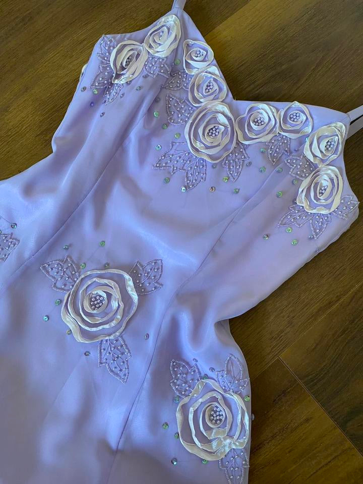 Jora Collection purple chiffon evening dress & shawl uk 10