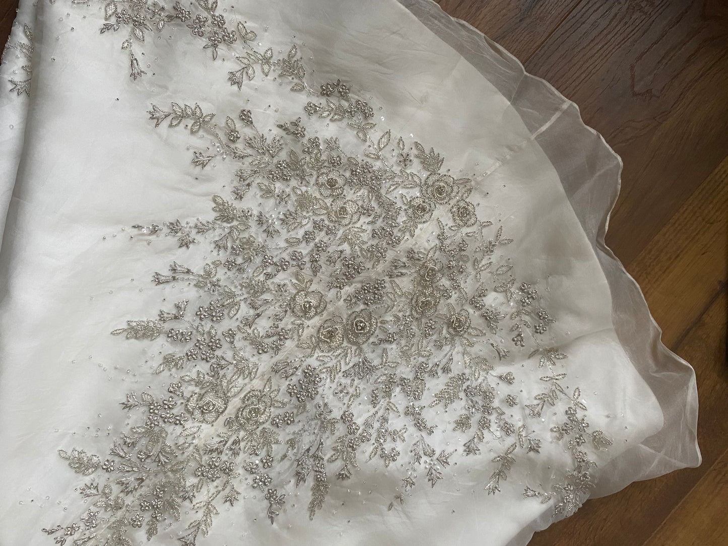 100% silk strapless wedding dress UK 12