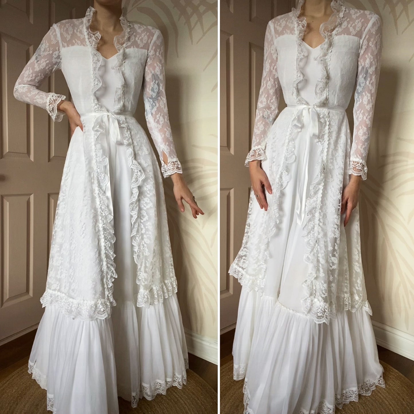 White lace long sleeve wedding dress UK 8