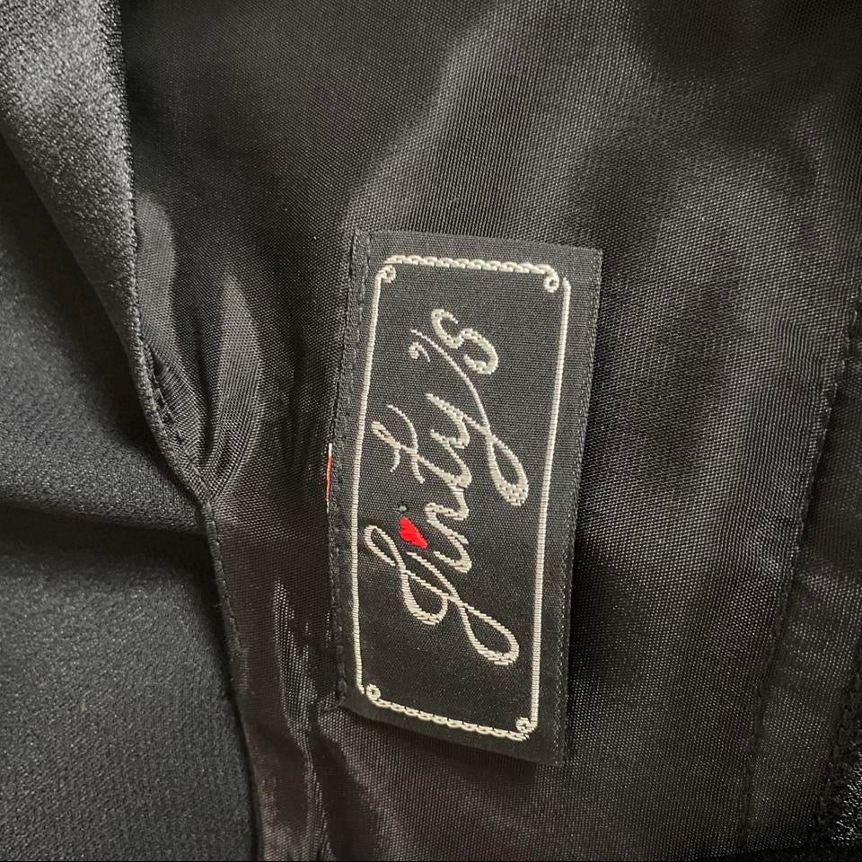 Black fitted diamanté evening dress UK 14