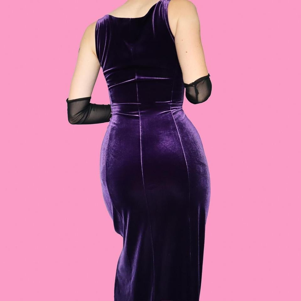 Laura Ashley purple velvet evening dress UK 12