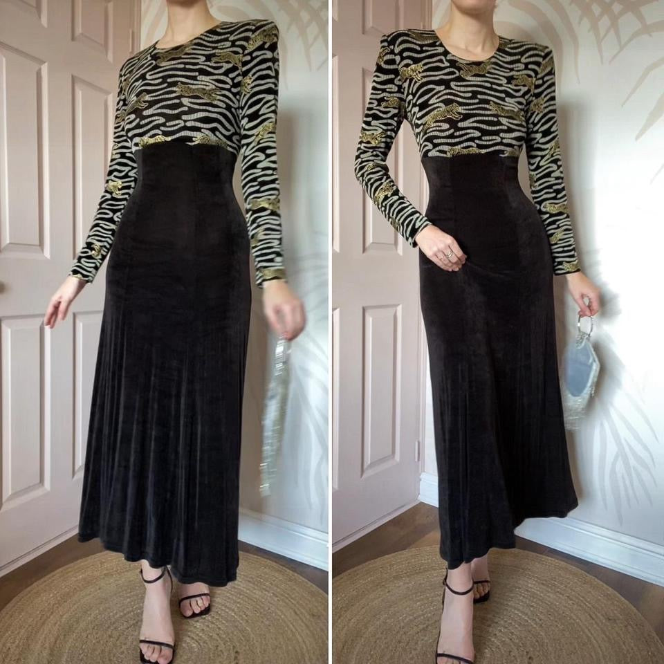 Joseph Ribkoff long sleeve stretch tiger print dress UK 10-12