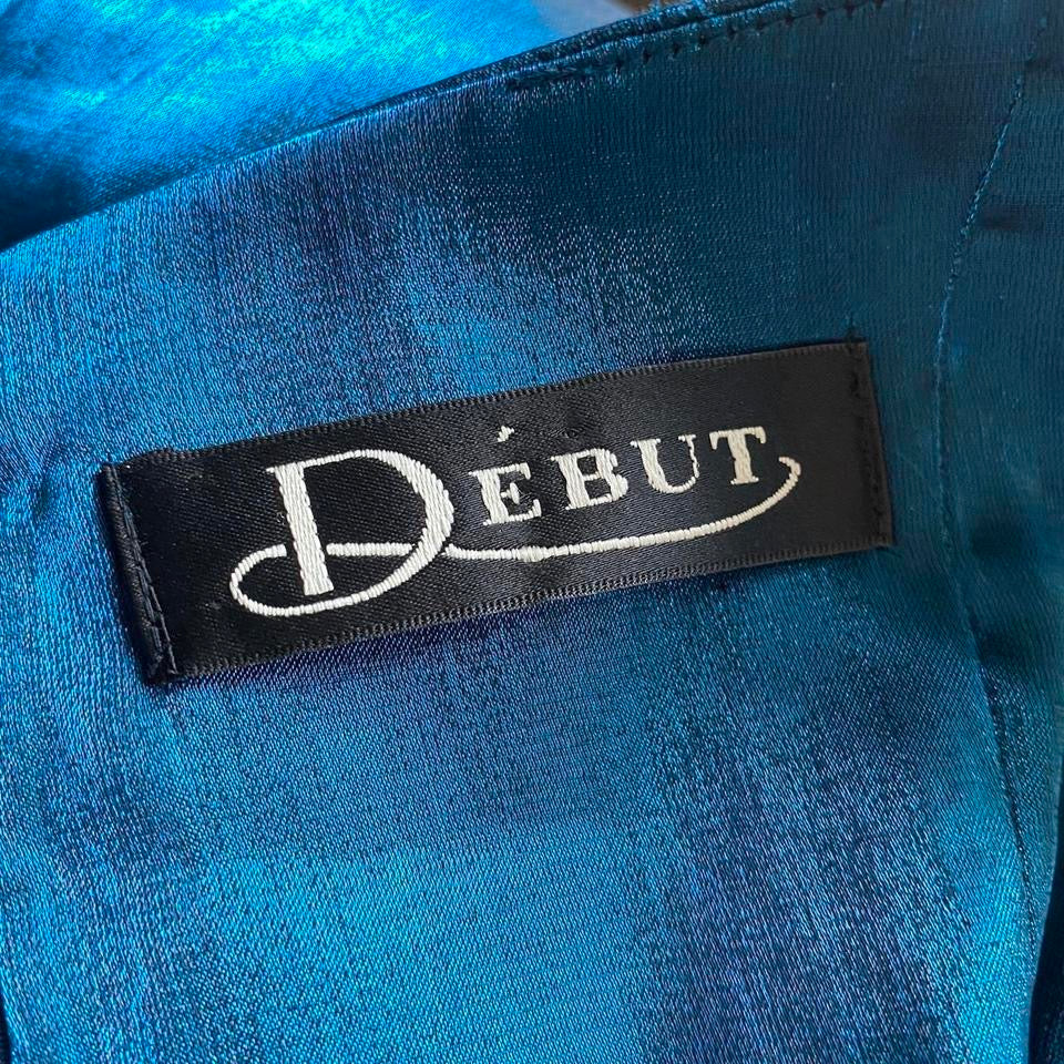 Silky blue Debut beaded a line dress UK 10