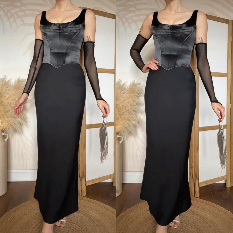 Dawn Stretton black corset evening dress uk 10