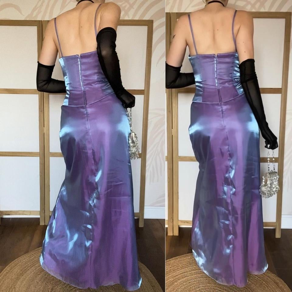 Hilary Morgan purple iridescent evening dress UK 12
