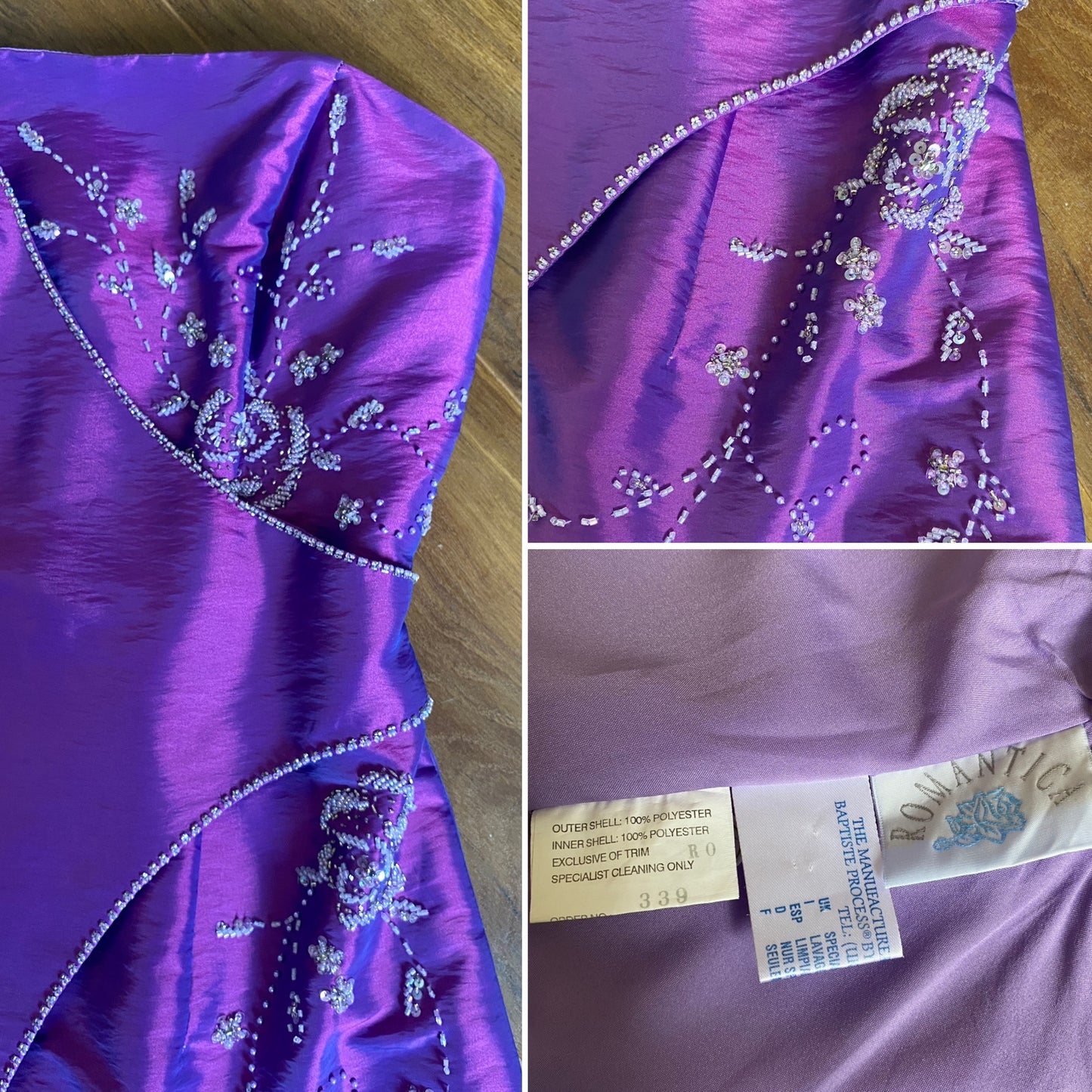 Bright purple a-line beaded prom dress UK 10-12